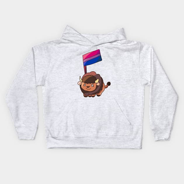 Bisexual Pride Flag Bison Kids Hoodie by nonbeenarydesigns